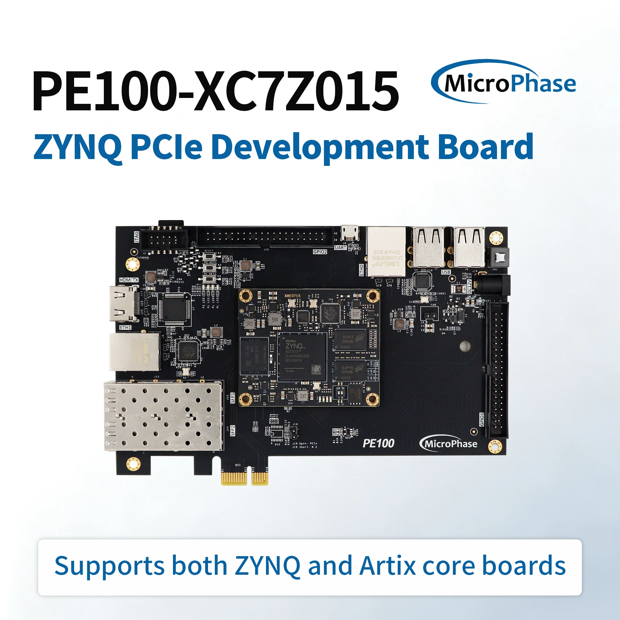 Microphase PE100 FPGA ZYNQ Development Board ARM XC7Z015 PCIE SFP 7015 XME0715