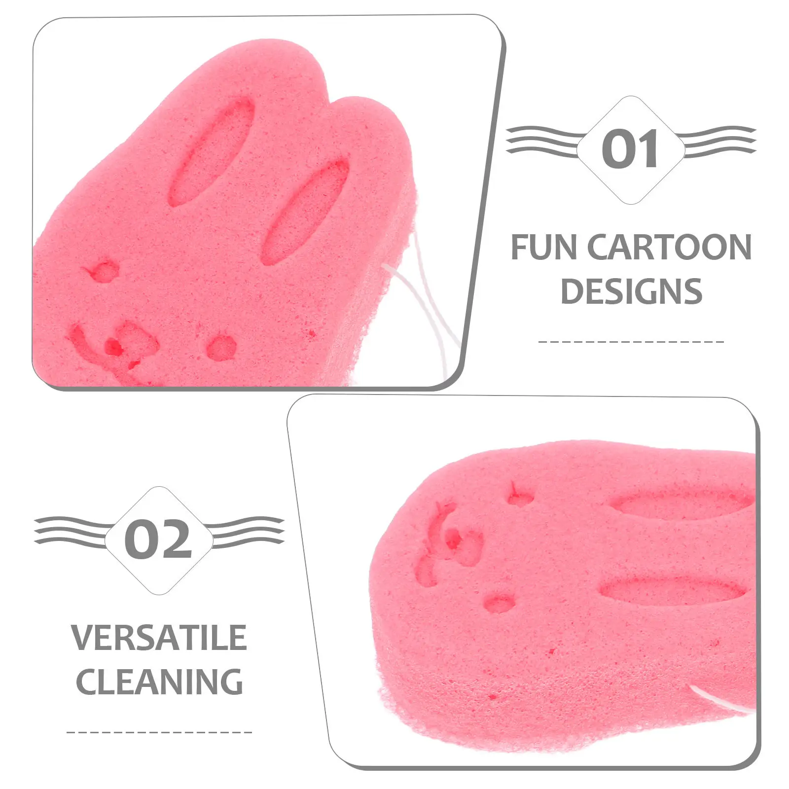 3Pcs Baby Bath Sponge Soft Konjac Cartoon Bear Bunny Star Shapes Toddler Shower Sponge Infant Face Body Cleanser - view 2
