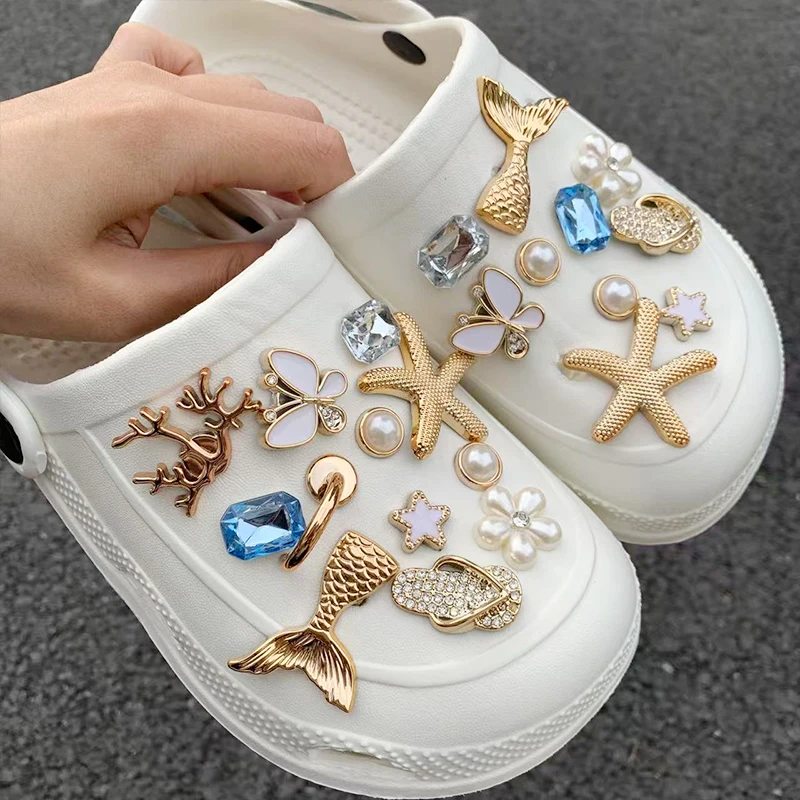 22pcs Summer Ocean Series Shoes DIY Fashion Shoe Decoration, Starfish Shells and Other Detachable Shoe Accessories
