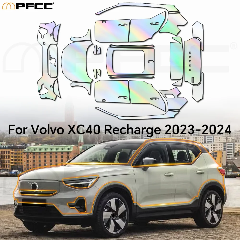 

Для Volvo XC40 Recharge 2023-2024 защитная пленка для краски, 9 мил, ТПУ, устойчивая к царапинам, предварительно вырезанная, полный автомобиль, прозрачный невидимый комплект