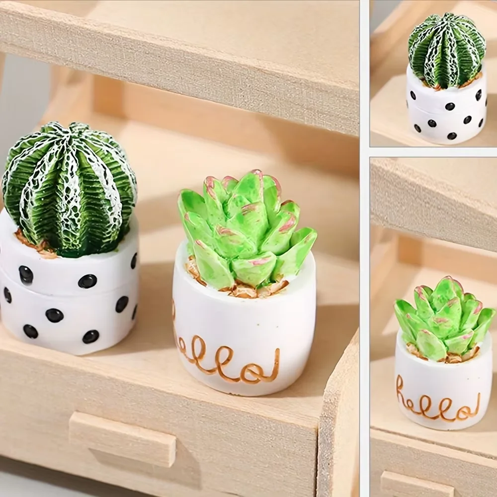 Set of 4/8/12 Miniature Artificial Resin Cactus Plants – Ideal for DIY Micro-Landscape and Mini Garden Decoration