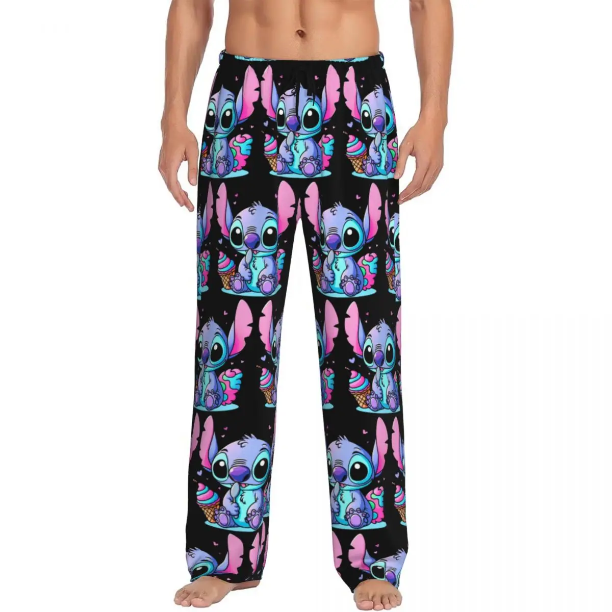 

Custom Lilo Stitch Cartoon Anime Manga Pajama Pants for Men Sleepwear Lounge Sleep Bottoms Stretch with Pockets