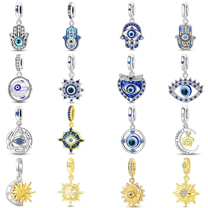 925 Sterling Silver The Hand of Control Devil's Eye Sun Charms Pendants For Women Fit Original Bracelet DIY Jewelry Gifts