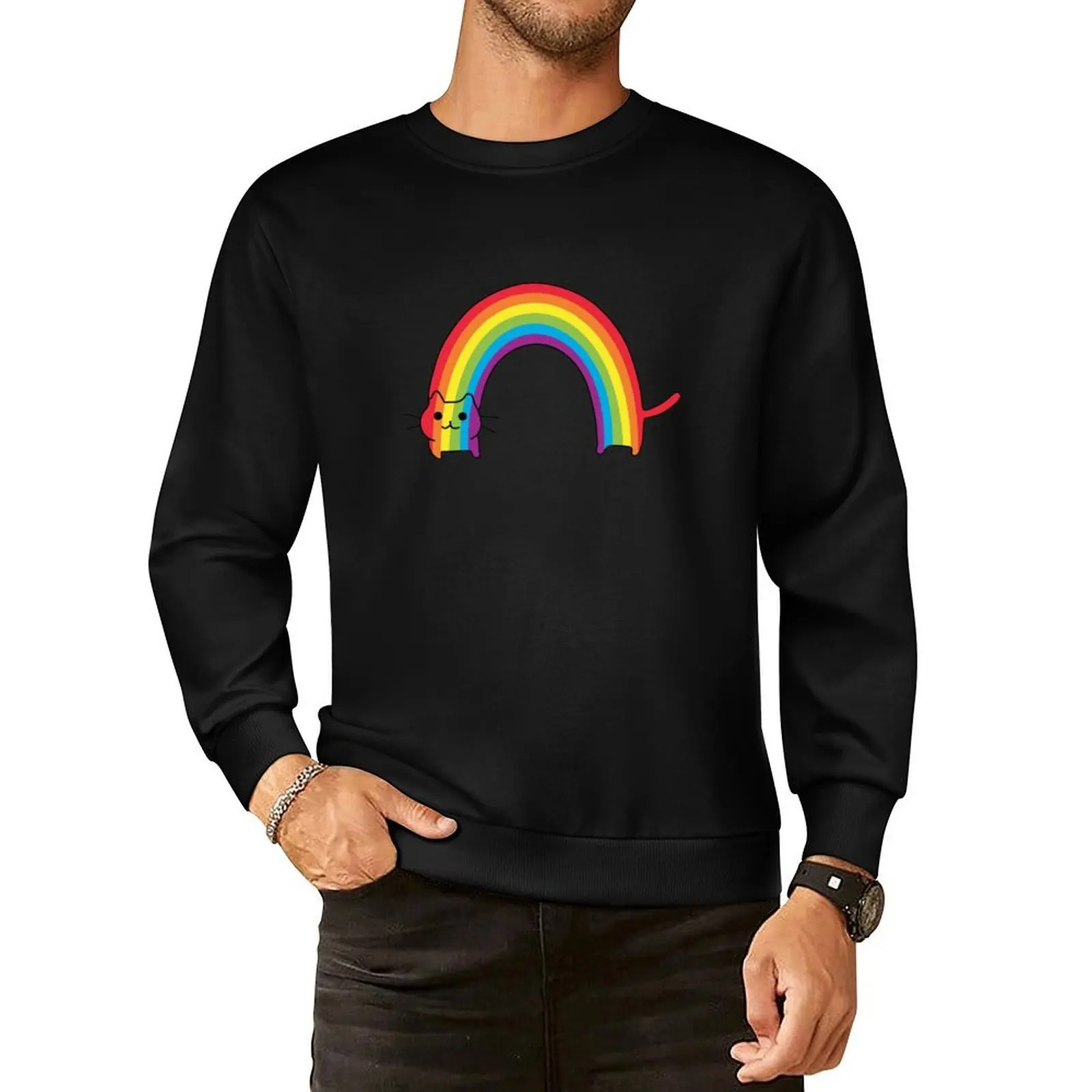 

Rainbow Cat Pullover Hoodie tracksuit men men's sweat-shirt men's winter sweater graphic t shirts men oversize sweatshirts