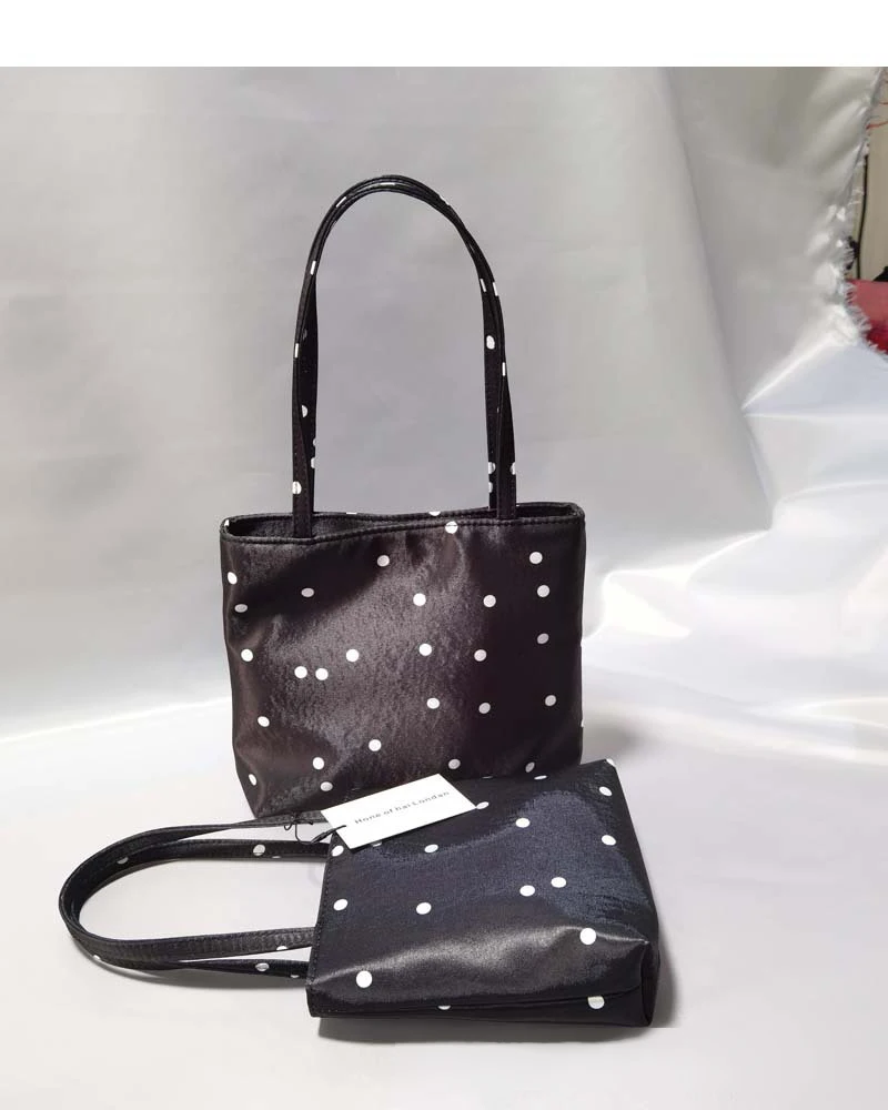 Damen Retro-Handtasche mit großem Fassungsvermögen, modische Seidensatin-Tasche mit Punkten und Streifen, quadratische Unterarmtasche, lässige Schultertasche für Pendler 2026 – Detail 8