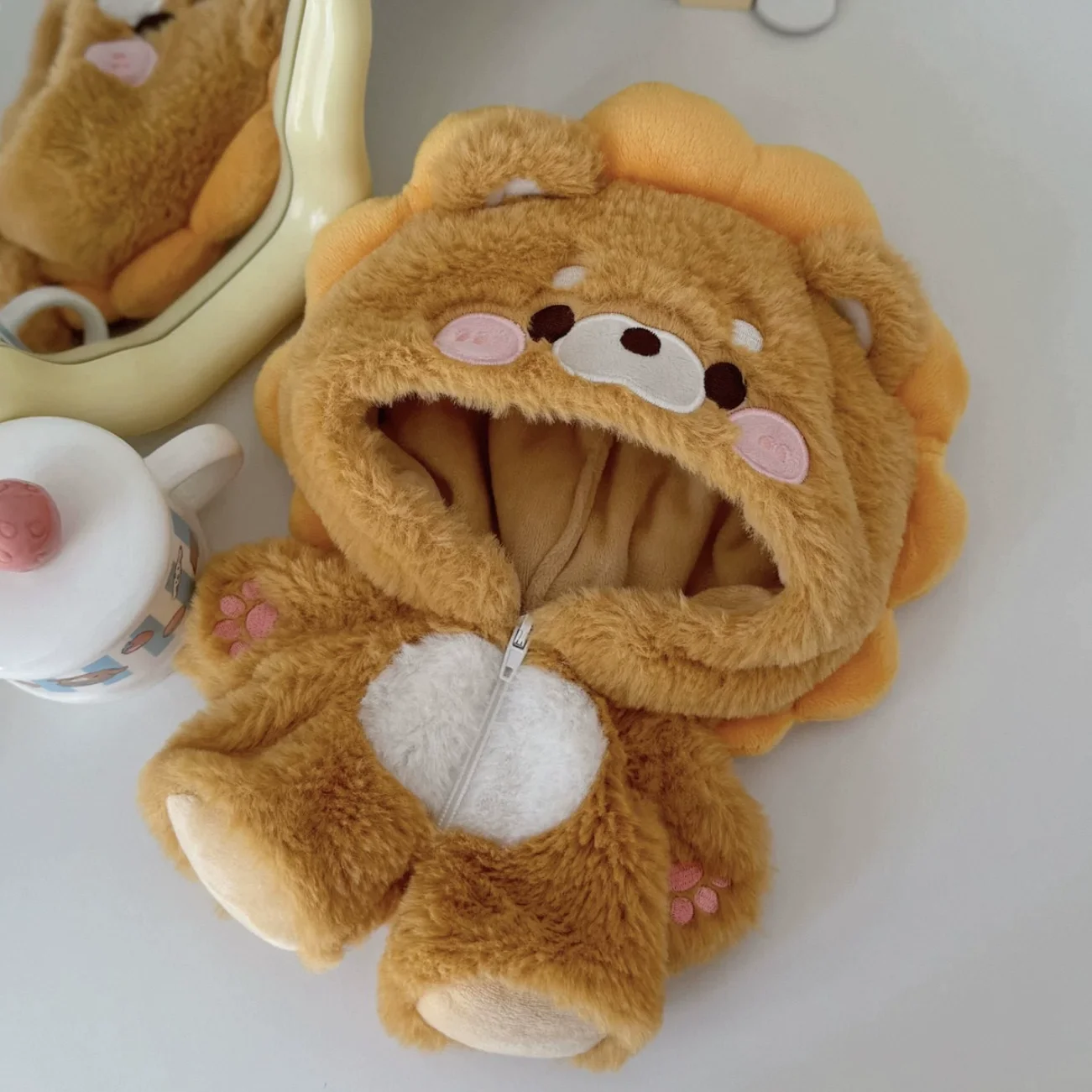 20cm Baumwoll-Puppenkleidungsset Niedliche Tier-Serie Kapuzen-Hasenfell-Overall Q-Version Löwe Bär Dinosaurier Katze Schwein Hai Outfits – Detail 1