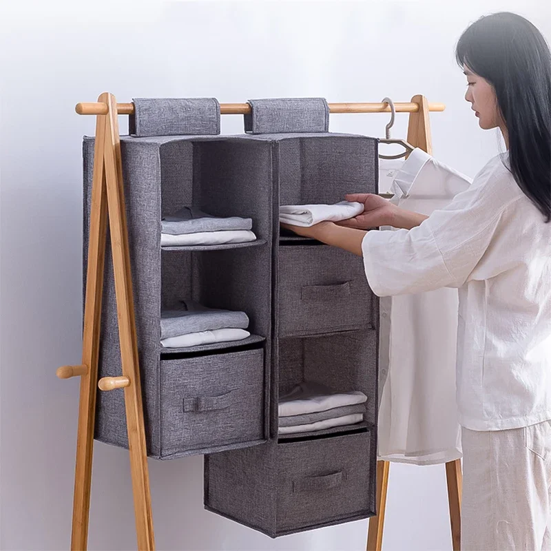 

1pcs Hanging Closet Organizer Layer Portable Wardrobe Hanging Storage Bag Interlayer Drawer Type Clothes Hangers Holder