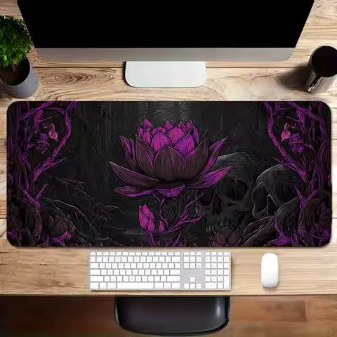 Black Purple Lotus Mouse Pad Gaming Accessories Notbook Computer Speed Mini Pc Gamer Keyboard Desk Mat Big Mousepad Large Mats