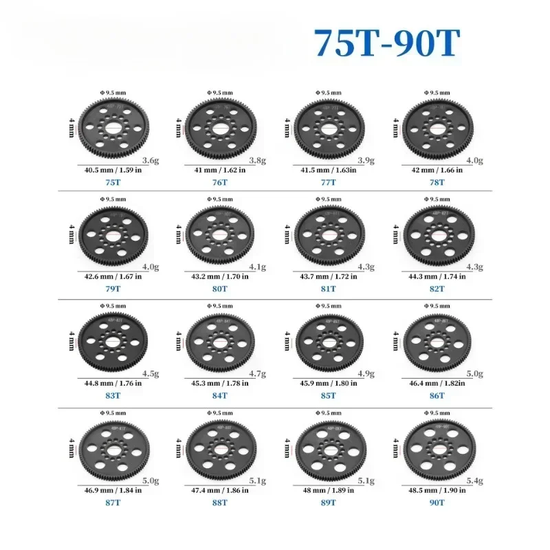 

Головная шестерня POM 48P с цилиндрической шестерней 75T 78T 82T 85T 88T 90T для 3Racing Sakura S XI XIS CS D4 D5 1/10, детали для обновления радиоуправляемого автомобиля, аксессуары