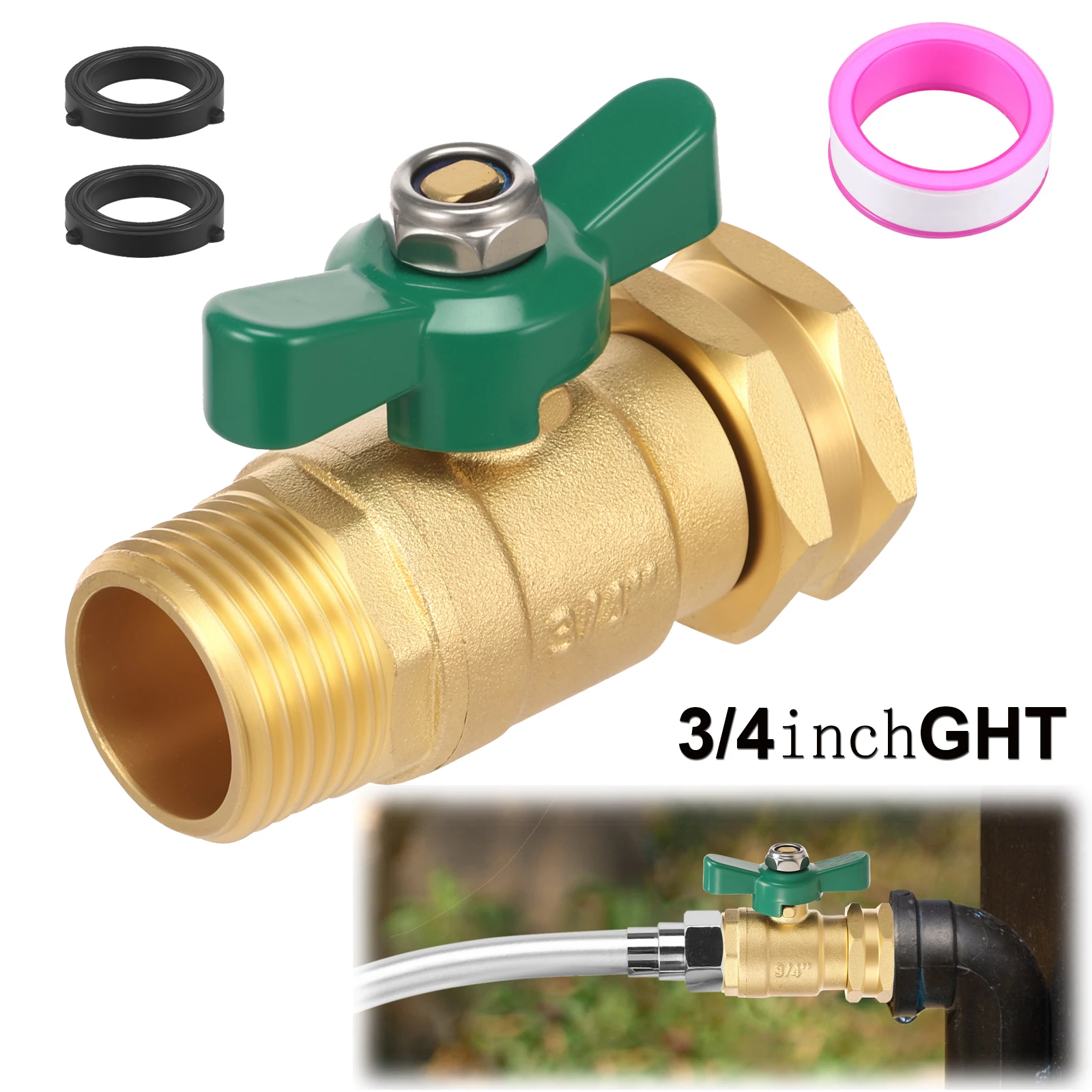 

Латунный запорный клапан для садового шланга, полнопоточный, 1-ходовой, не ограничиваемый, запорный клапан для воздушной воды, регулировка шарового крана для садового шланга GHT 3/4 дюйма