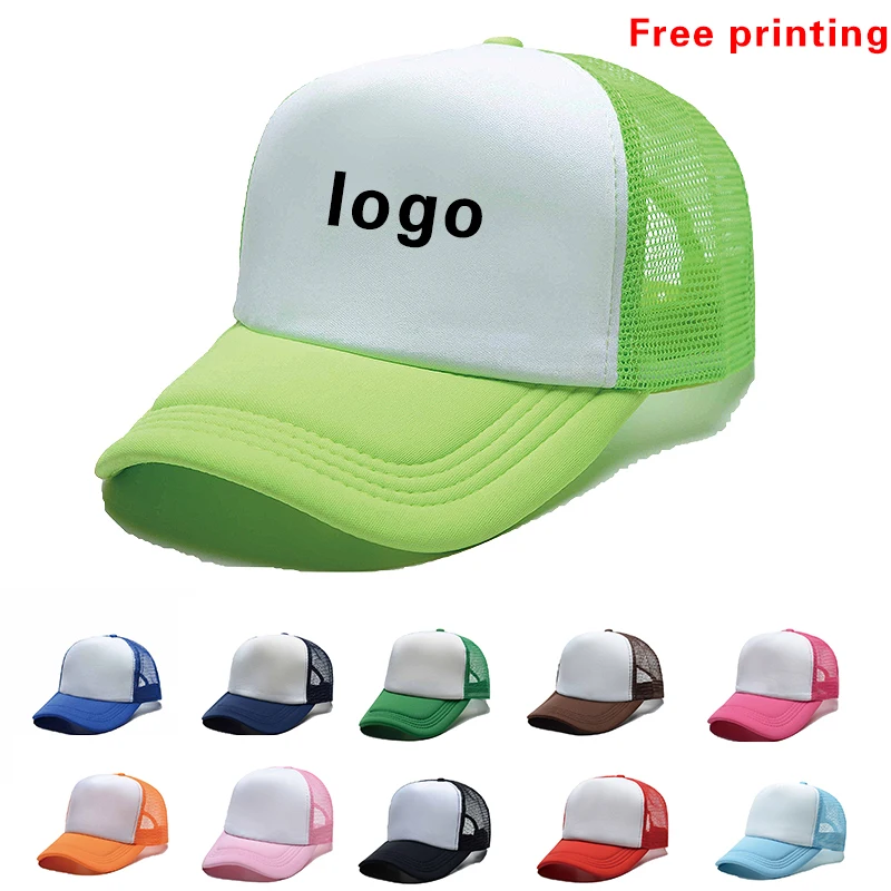 Adult Hat Print Logo Word Advertising Trucker Men Women Adjustable Breathable Custom Peaked Cap Summer Baseball Cap