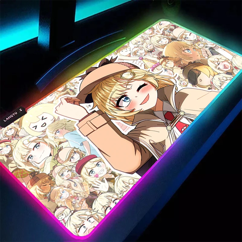 

Светодиодный коврик для мыши, геймерский коврик для клавиатуры Hololive Watson Amelia, настольный коврик для мыши, резиновый коврик для мыши Tapis Souris Gaming RGB, ноутбук, коврик для мыши для ПК