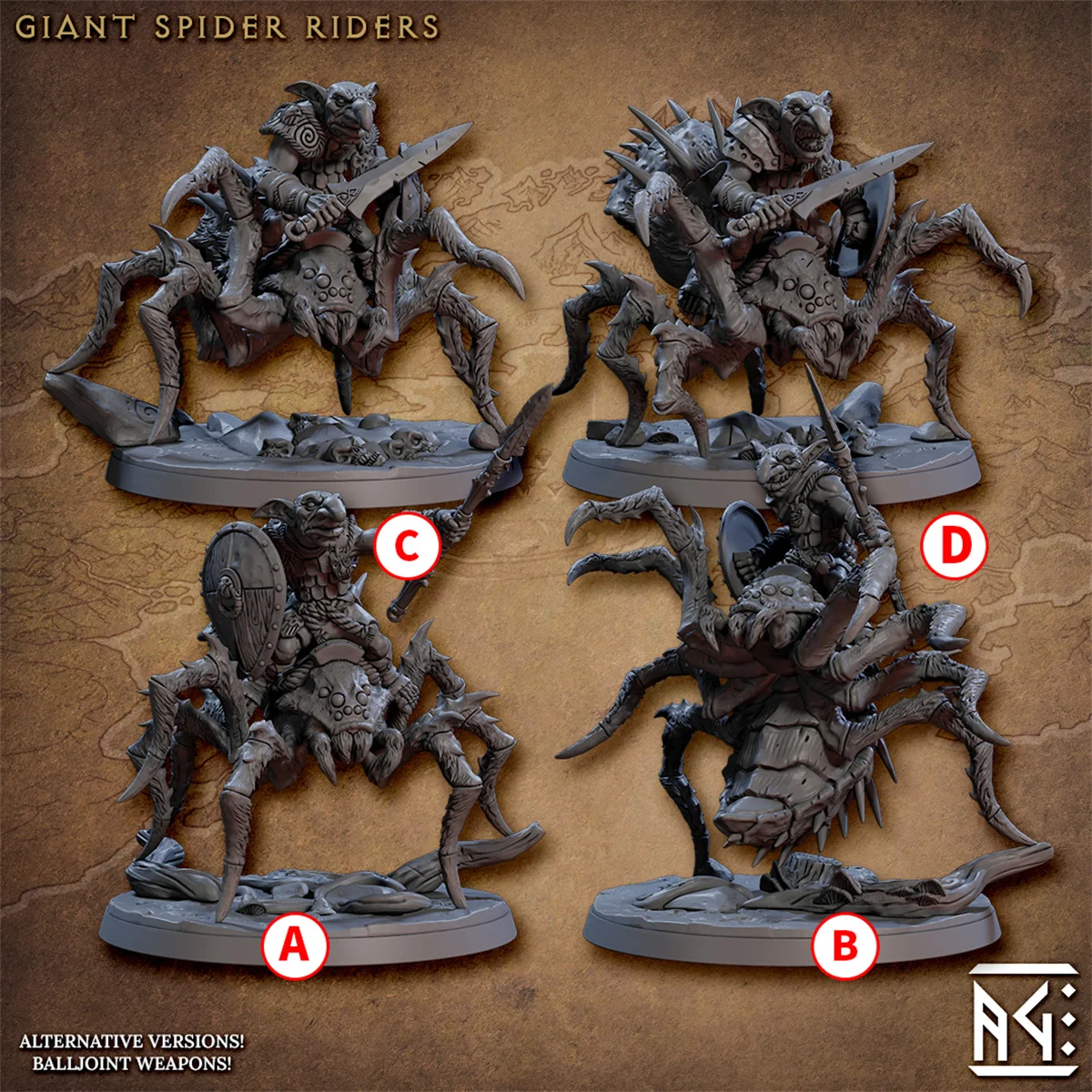 3d Printen Microscopische Modellen Goblin Krijger Spider Cavalerie Chef Dief Moeras Trol Dnd Battle Stukmodel