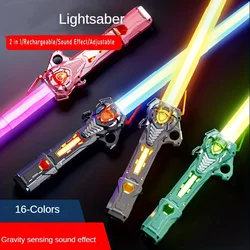 Spada Laser RGB per bambini USB ricaricabile 16 colori spada Laser con sensore di gravità effetto sonoro giocattolo lampeggiante 2 In 1 giocattolo lampeggiante