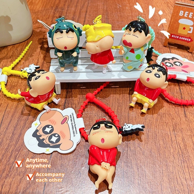 Crayonshin Chan Raincoat Series Pinch Music Keychain Doll Pendant Backpack Hanger Car Keychain Couple Children'S Christmas Gifts