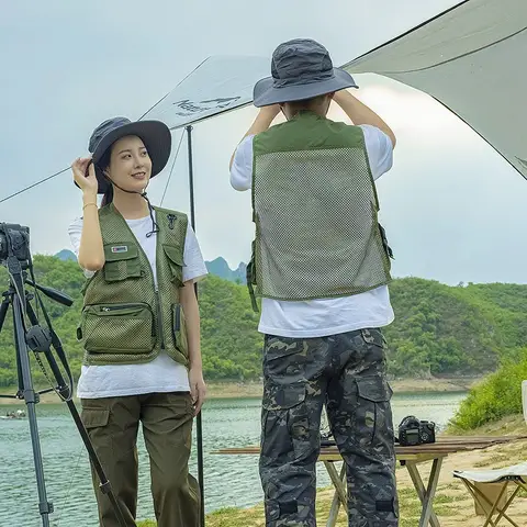 Multipocket Quick Dry Mesh Fishing Vests Men Outdoor Tactical Vest Hiking Hunting Casual Fisherman Vest Solid Sleeveless Coats