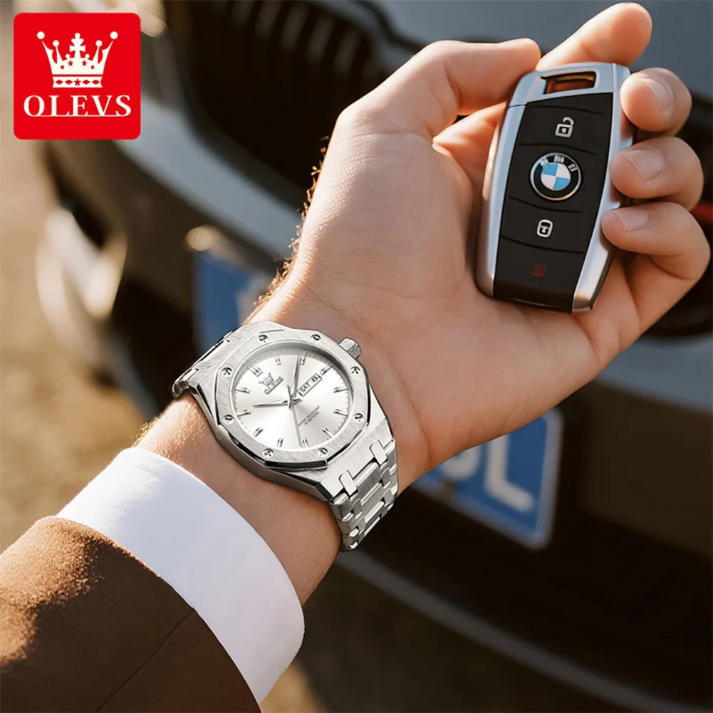 OLEVS 3726 Men Watch Unique Classic High-definition Night Vision Water Resistant 30 Meters Original Quartz Movement Men Watch