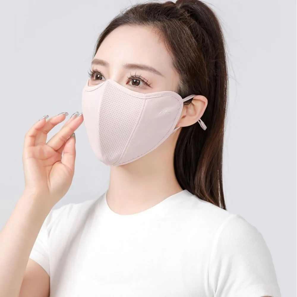 New Breathable Ice Silk Mask Washable Dustproof Riding Face Mask Mesh Anti-UV Anti-sun Mask Four Seasons