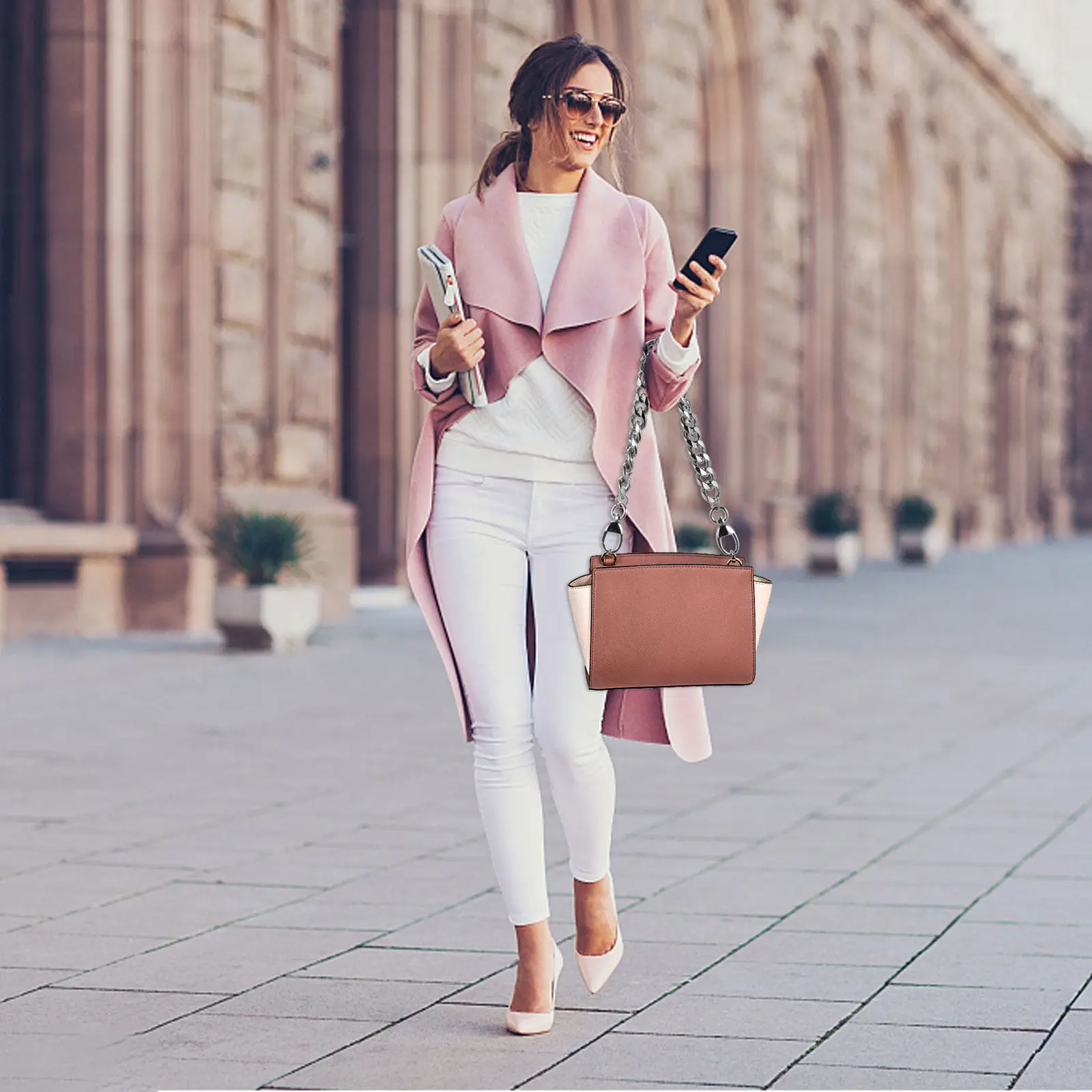 

Metal Chain Accessories for Handbags Polished Aluminum Alloy Replacement Strap for DIY Purse Cross Body Clutch Bags