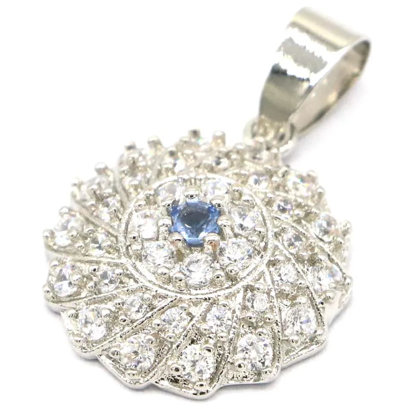 Buy 4 Get 1 Free 28x18mm 2.9g New Designed White Sapphire Violet Tanzanite CZ Silver Plated Pendant