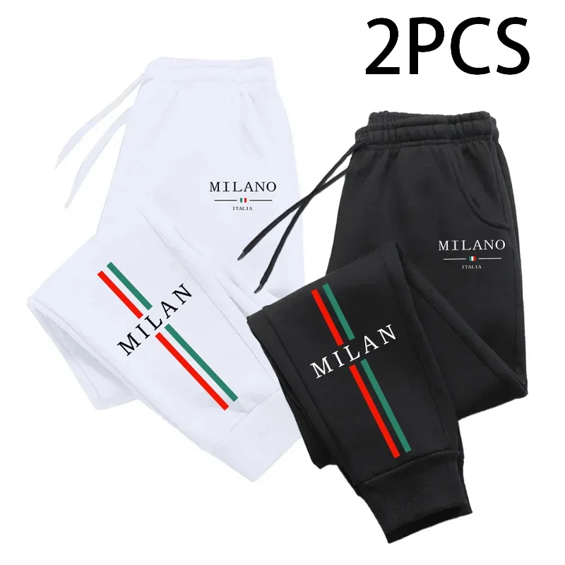 2 قطعة من 1 حزمة الرجال Sweatpants إيطاليا موضة عادية رياضي بنطال رياضي الخريف الشتاء المنزل في الهواء الطلق الراحة الدافئة بنطلون 2 في 1