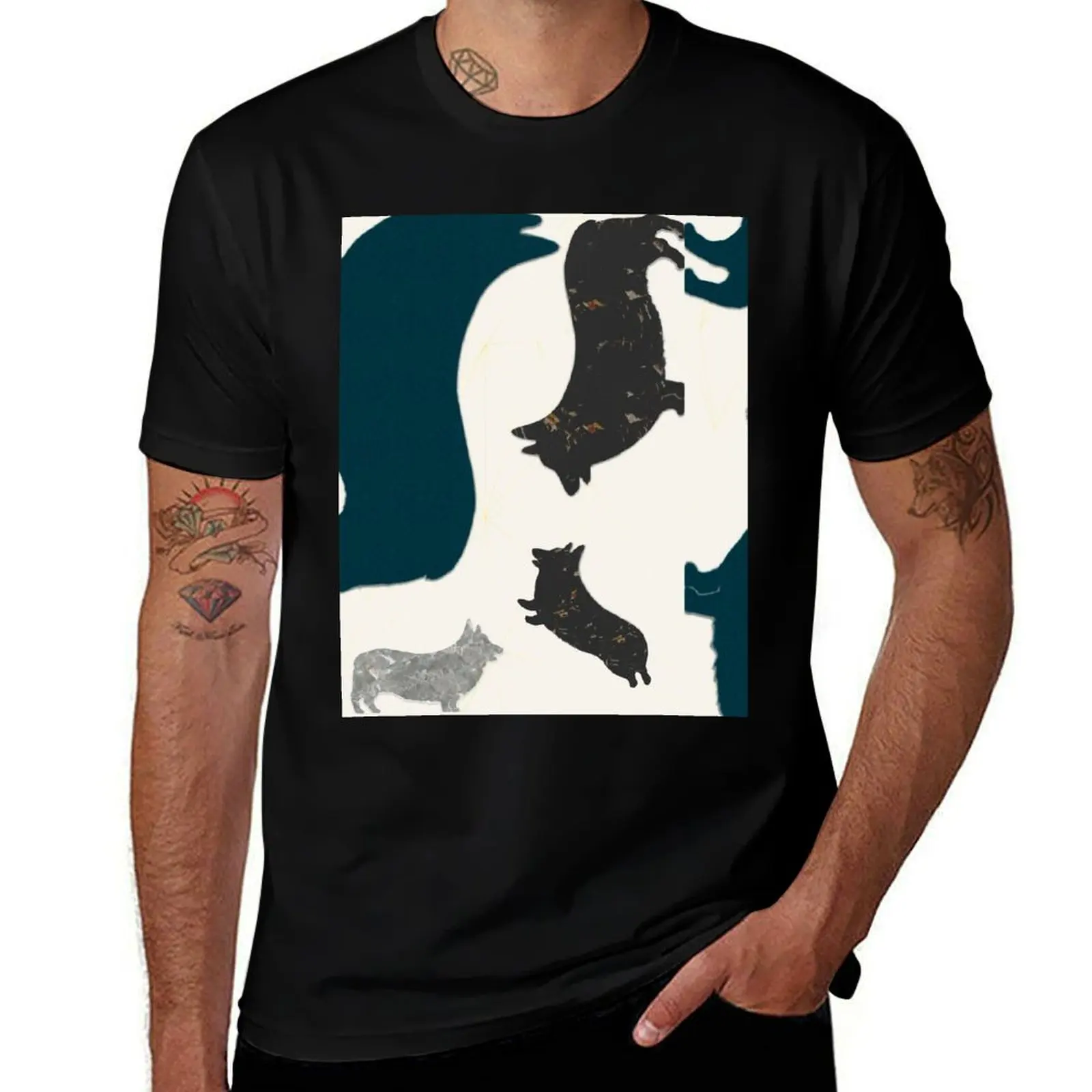 

Modern : tshirt man Silhouettes : cotton heavy shirt Corgi T-Shirt t anime aquacorg
