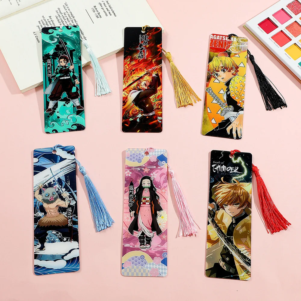 

1pcs Demon Slayer acrylic bookmark Fine Tassel Teenagers Study Stationery Party Decoration Bookmark Gifts