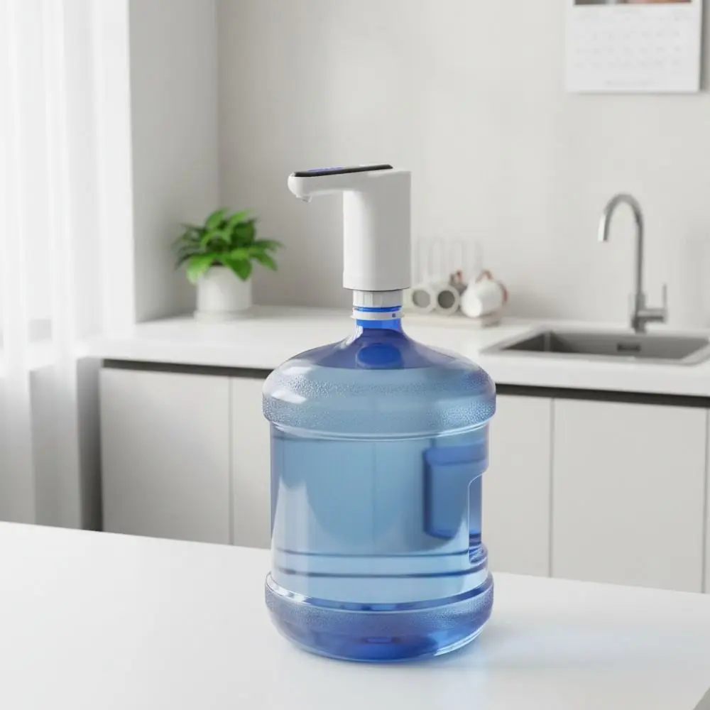 Double Pumps Design Electric Water Bottle Pump USB Charging Quantitative Gallon Bucket Water Dispenser LED Light Wireless