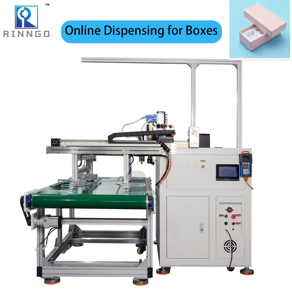 Cardboard Cardbox Paper Bag Carton Semi Automatic Cnc Pva Pur Dispenser Hot Melt Glue Machine With Conveyer Belt