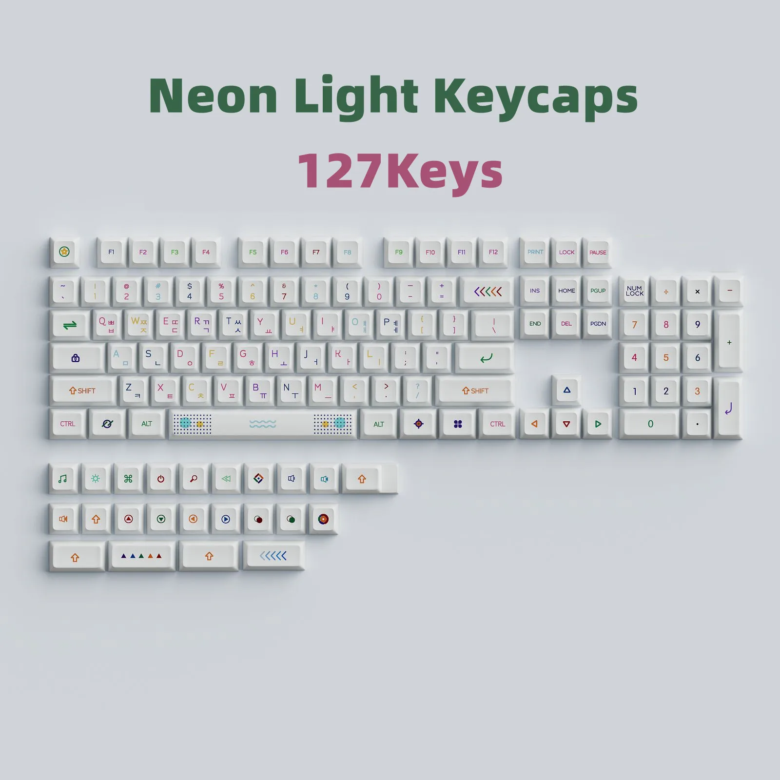 Skyline-teclas de neón de 127 teclas, teclas de perfil XDA de sublimación PBT Thai para teclado mecánico Cherry MX