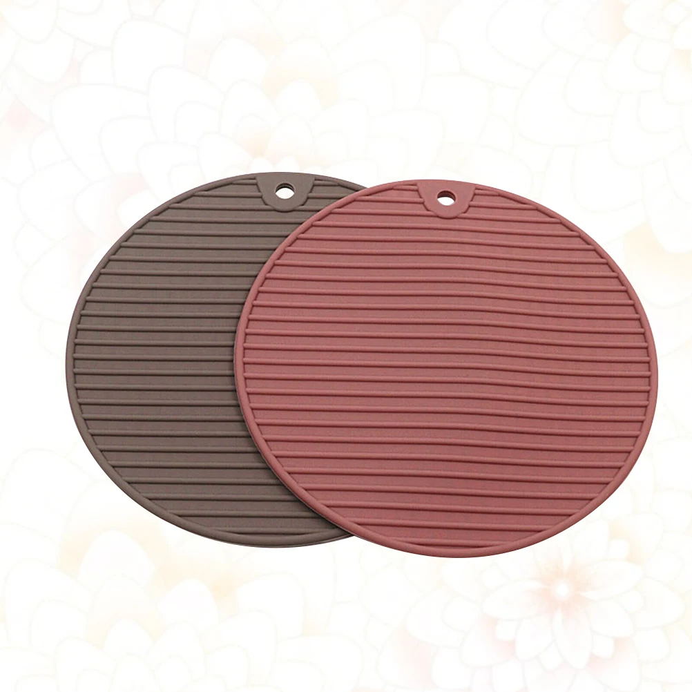 

2pcs Heat Insulation Placemats Silicone Coasters Round Table Mats Premium Material Anti Slip High Temperature Home Decor