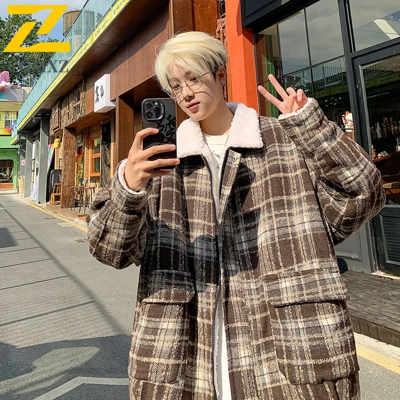 COMXZ Mens Winter Jacket 2025 Thickened  Style Daily Leisure Feature Ski Lamb Fleece Jacket Road Trip Comfort Fit Padding Coat