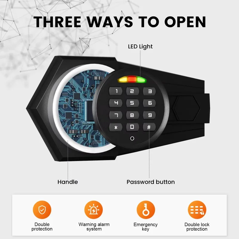 خزانة متكاملة آمنة للتخزين، صندوق أمان لمسدس كلمة المرور مقاوم للحريق ومضاد للسرقة