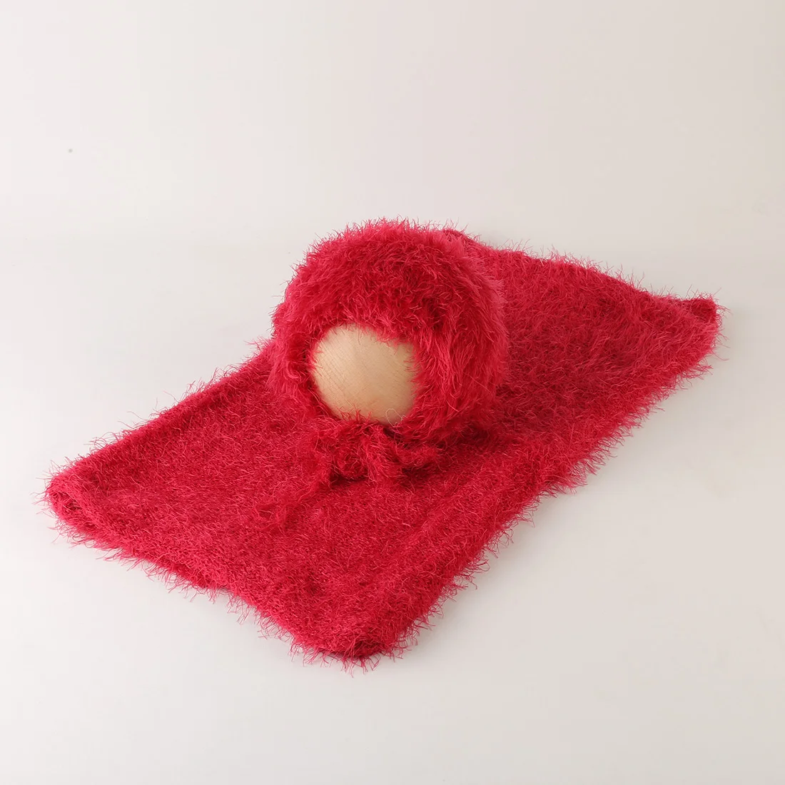 Witte Gebreide Stretch Fuzzy Wrap Beanie Sets Pasgeboren Fotografie Rekwisieten Baby Fluffy Wrap Gehaakte Baby Muts Fotoshoot