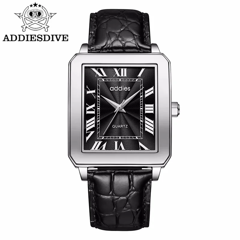 

Addies Stainless steel Mens Quartz Watches Business Dress Waterproof Wristwatch Men Luxury Breathable Leather watch men Gifts