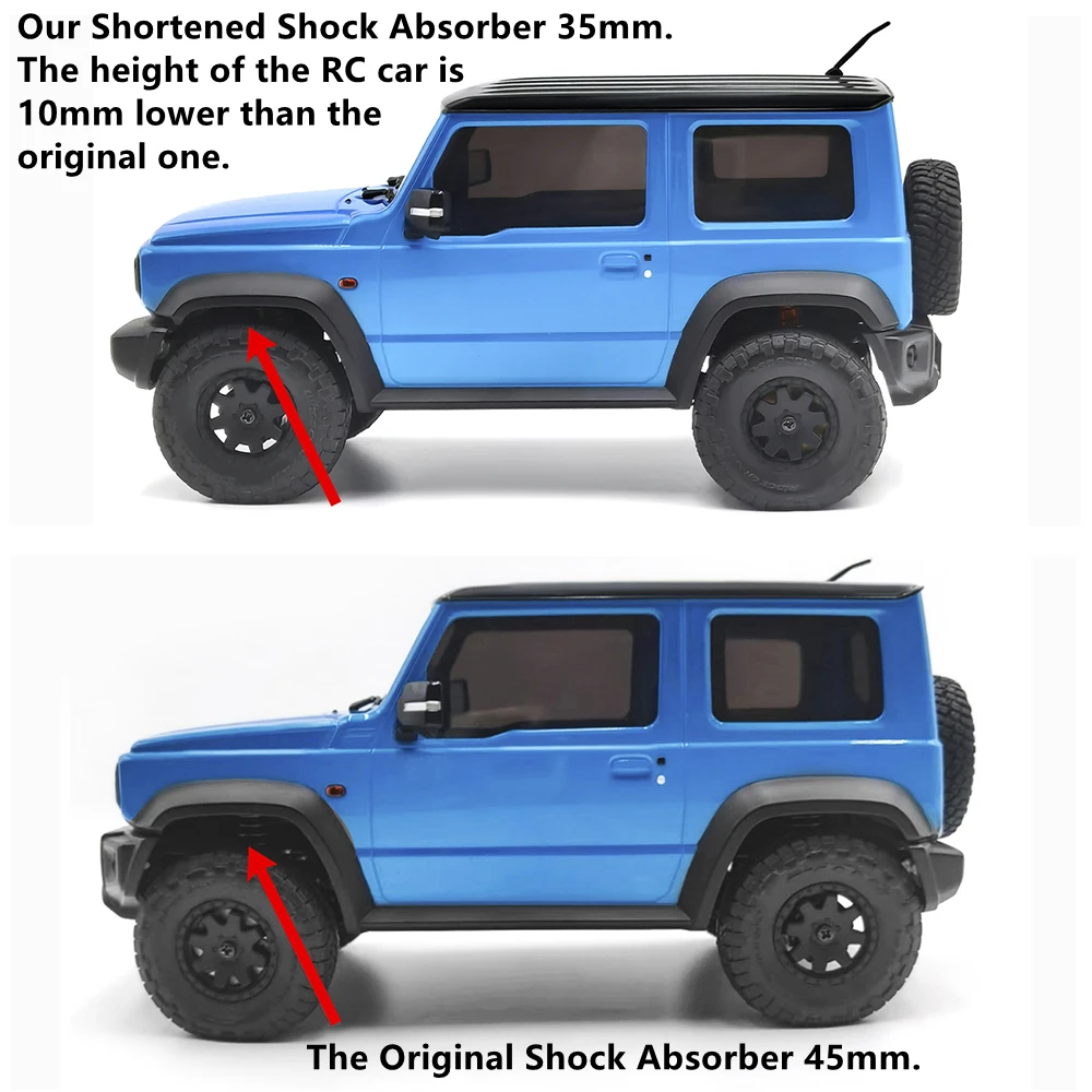 MIBIDAO 4Pcs Front & Rear Shock Absorber Shorten Damper For Kyosho Mini-Z 4X4 1/18 Jimny 1/24 Jeep Wrangler Hilux RC Crawler