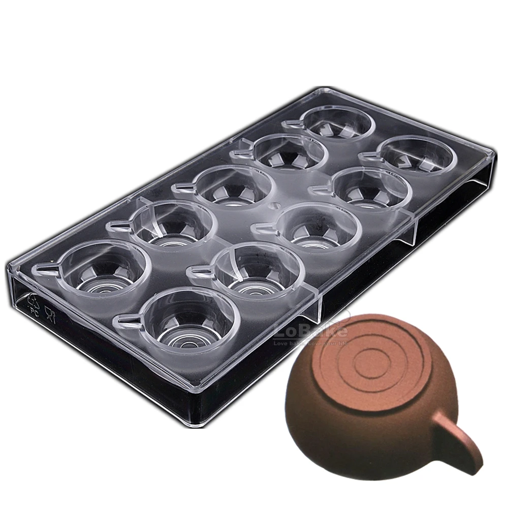 

10 Cavities Coffee Cup Shape PC Polycarbonate Chocolate Mold Ice Cube Molds Plastic Candy Making Tools DIY Baking Supplies