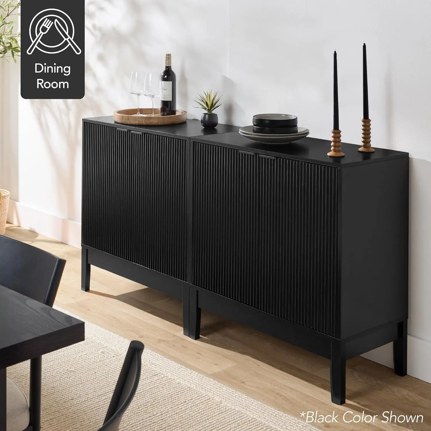 2-Door ern Storage Cabinet, Buet, Sideboard, Media Cabinet, Cupboard, Entryway Accent Table, Bookcase w/Reeded Panels and Adjust image 6