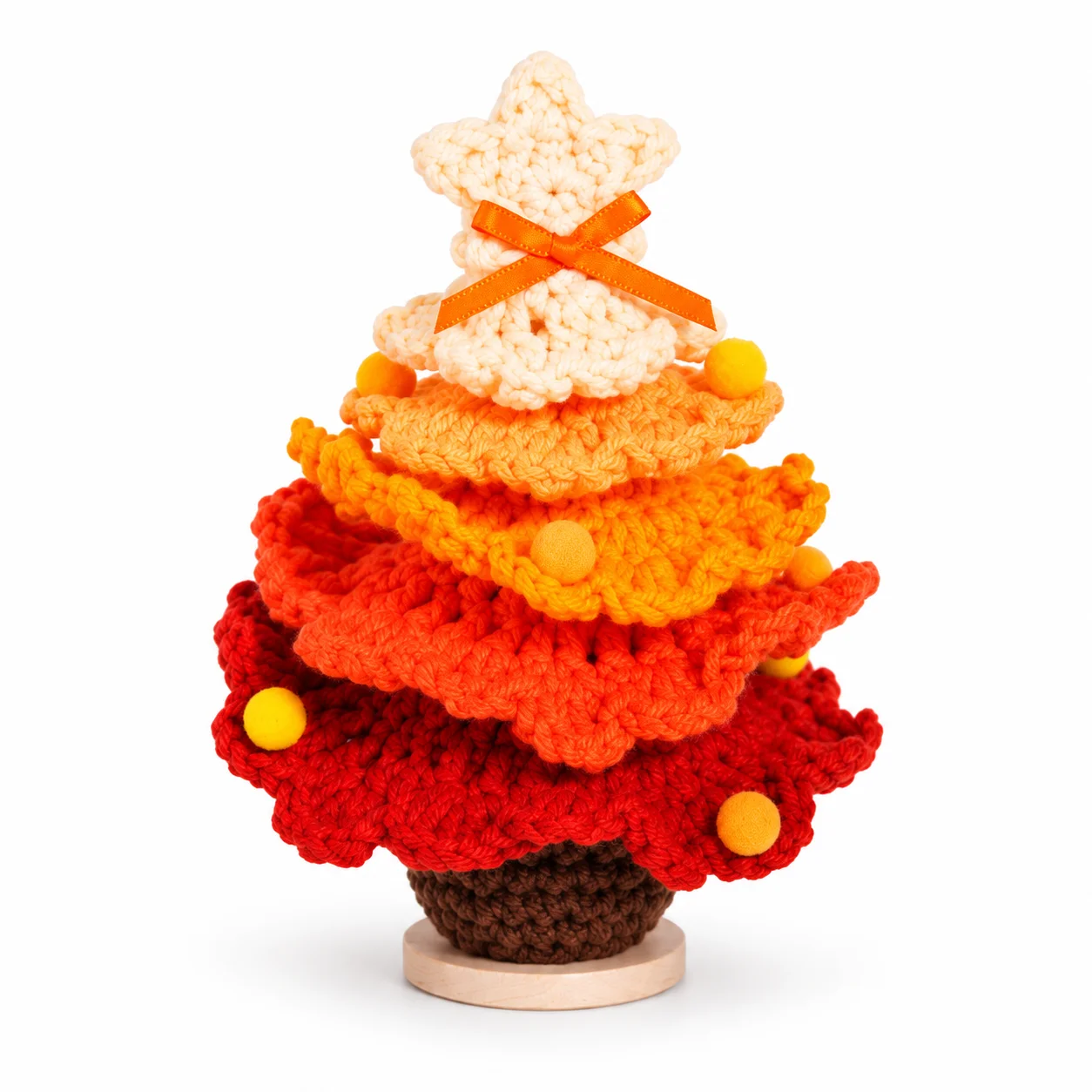 Adorno navideño hecho a mano con ganchillo, mini decoración navideña tejida para colocar sobre la mesa, con estrellas y pompones, ideal para decorar el hogar en las fiestas.