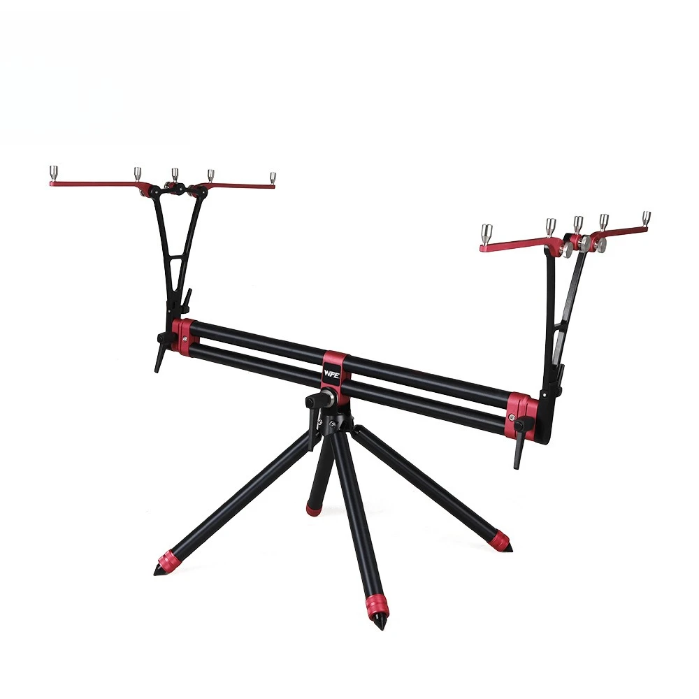 Telescopic multi-angle folding aluminum alloy 5-head triangular bracket wholesale high fishing rod