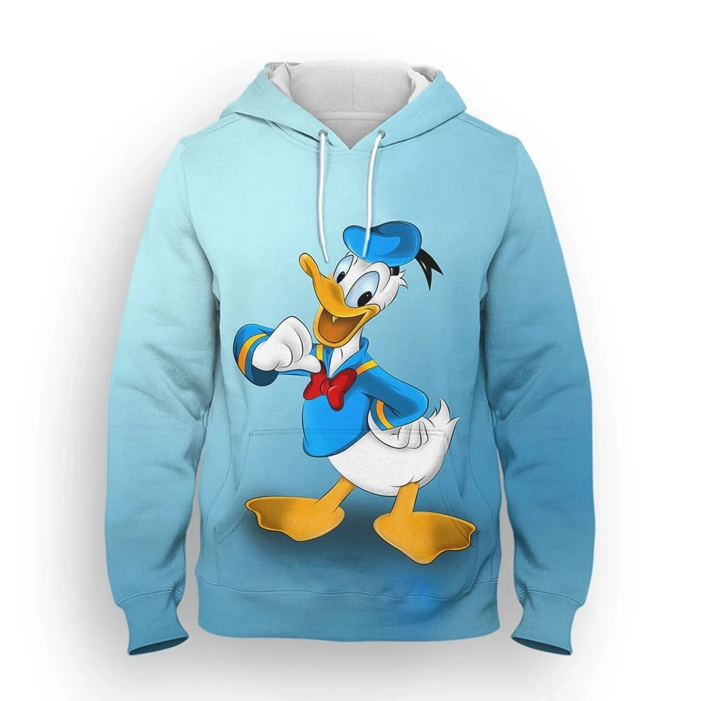 Disney-Oversized Hoodies for Men, Pato Donald, Anime Streetwear, 3D Printed Hoodies, Casual Moletons, Streetwear