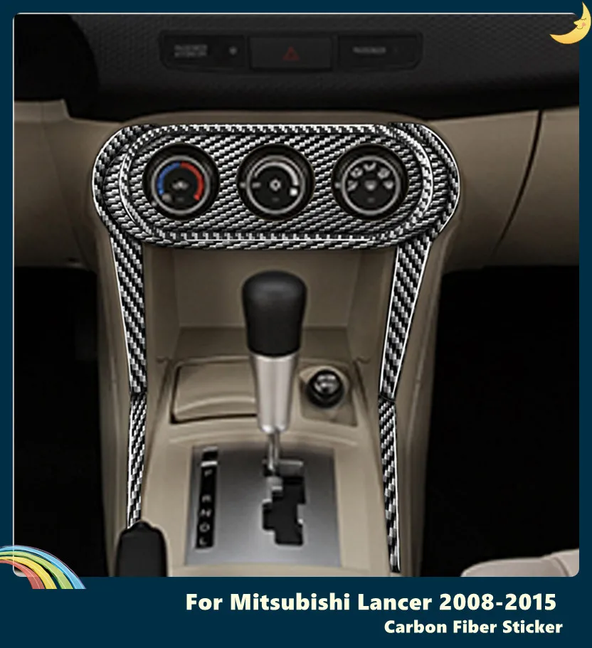 

Carbon Fiber Car Air Conditioning Multimedia Knob Button Control Panel Trim Frame Cover Sticker For Mitsubishi Lancer 2008-2015