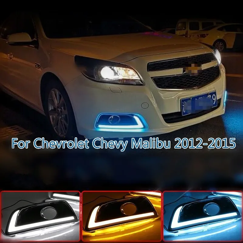 2PCS For Chevrolet Chevy Malibu 2012-2015 Driving DRL with turn signal Daytime Running Light fog lamp Relay Daylight car styling