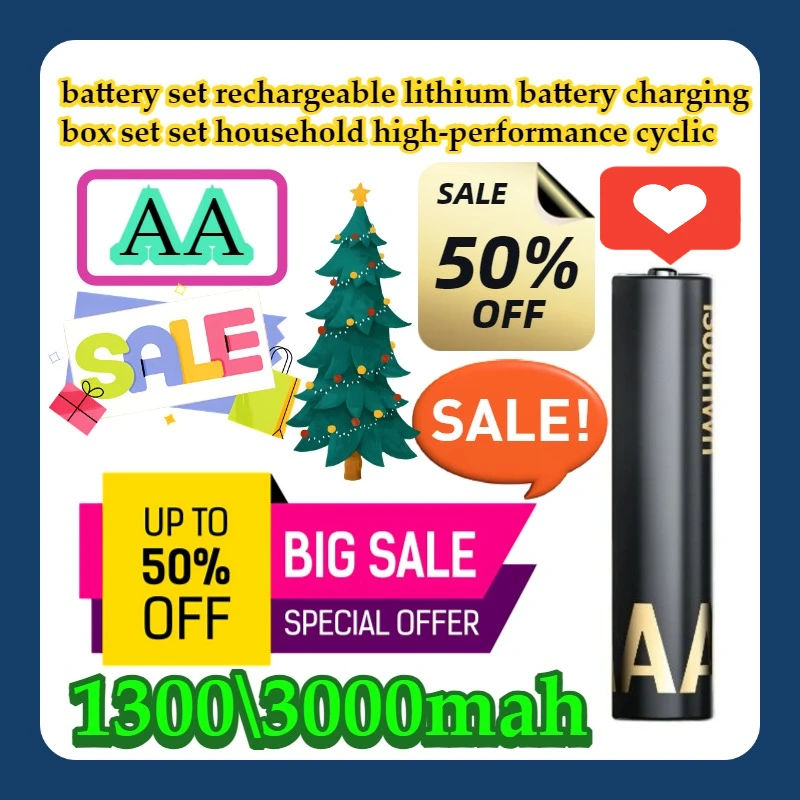 

2pcs AA battery set rechargeable lithium battery charging box set set household high-performance cyclic charging