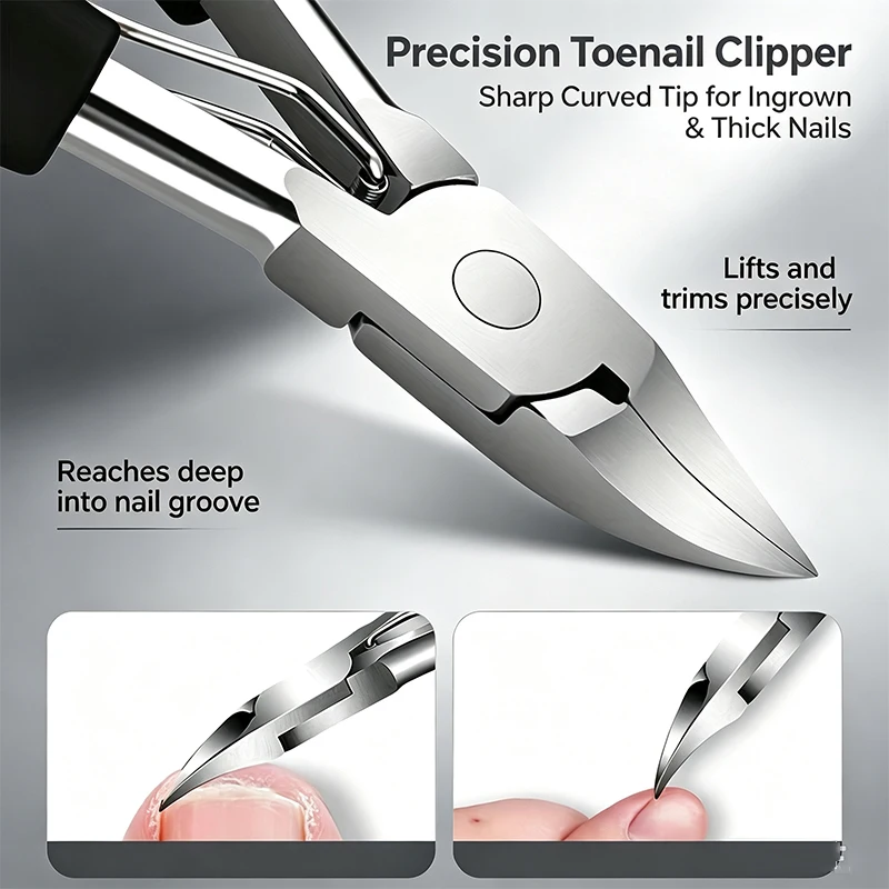 3Pcs Ingrown Toenail Clipper Kit Cuticle Nipper Nail Lifter Nail File Pedicure Foot Care Tools