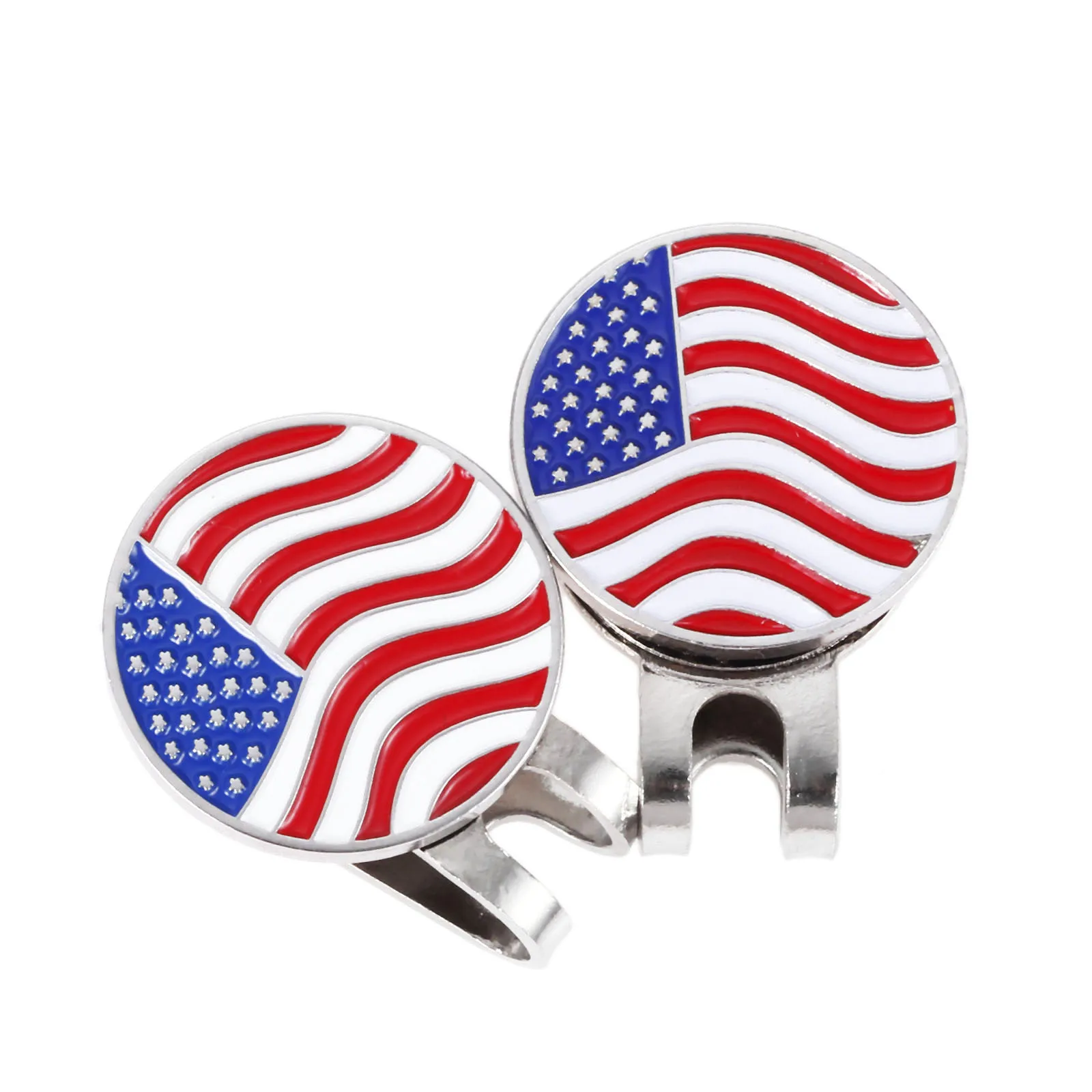 

1x Alloy USA Flag Pattern Golf Hat Clip With Magnetic Golf Ball Aiming Marker Training Tool Accessories On Cap Visor Golfer Gift