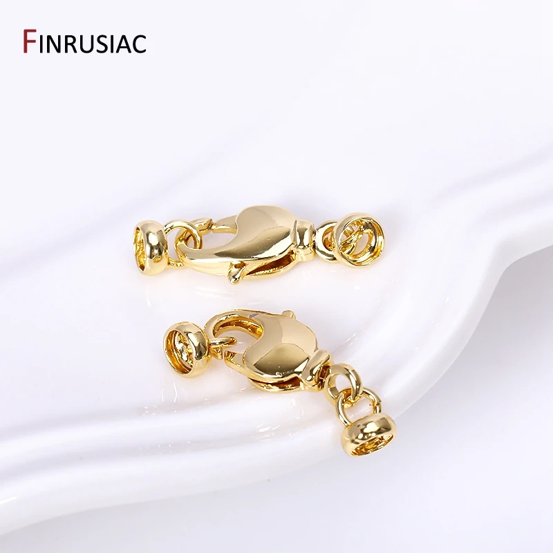 7.5mm*22mm 18K Gold Plated Brass Lobster Clasps For Jewelry Making, End Beads Cap Connector For DIY Jewelry Accessories