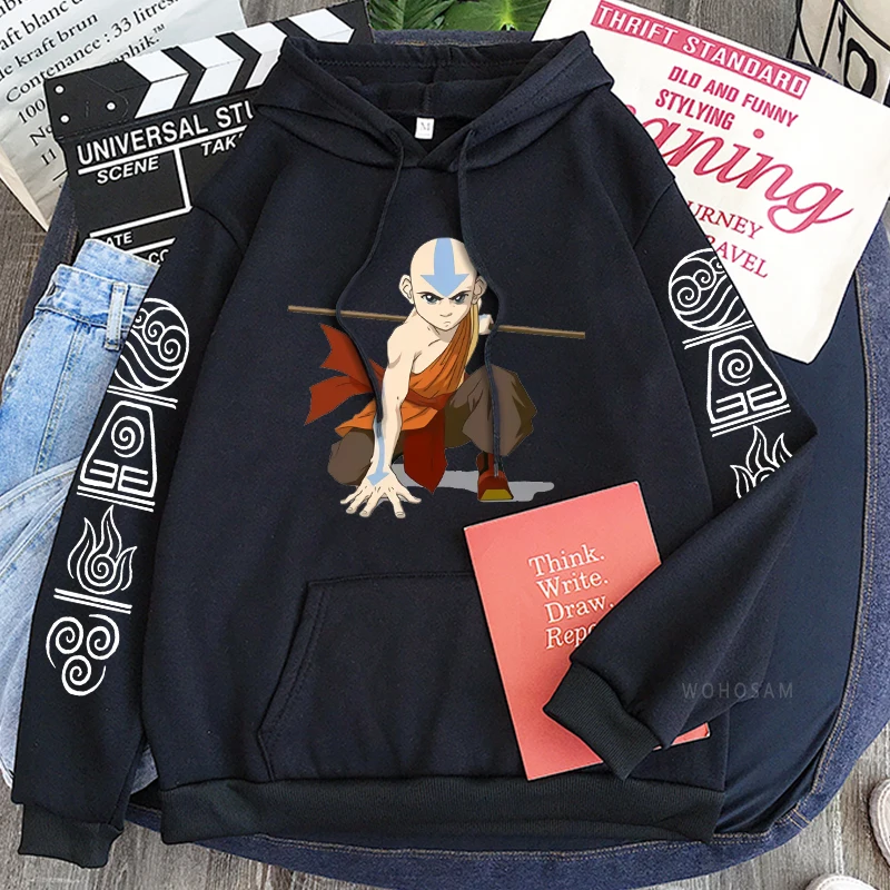 Hot Anime Avatar The Last Airbender Aang Fighting Graphic Printed Hooded Men Women Plus Size Hoodies Harajuku Unisex Sweatshirt