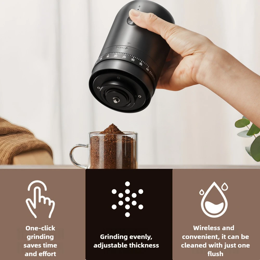 Moedor de café elétrico com 25 engrenagens, recarregável por usb, moedor de grãos de café, alta potência, eletrodomésticos