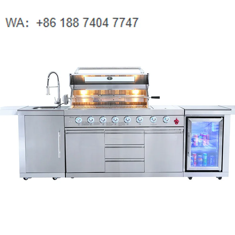 

Modern Style Gas Grill for Outdoor Parties Hot Sale Kitchen with Fridge and Cabinet for Barbecue Cooking